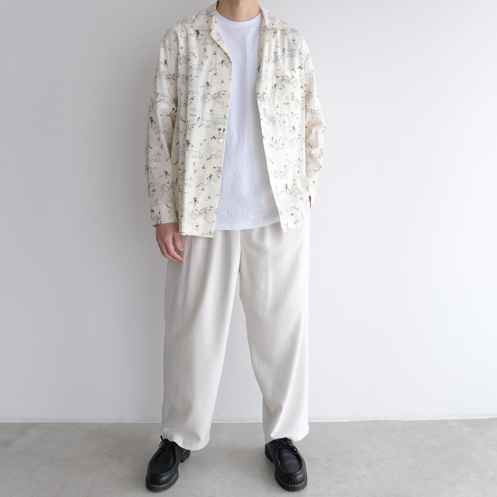 Cotton Rayon - Open Collar L/S Shirts -シャツ-（Ivory / アイボリー）