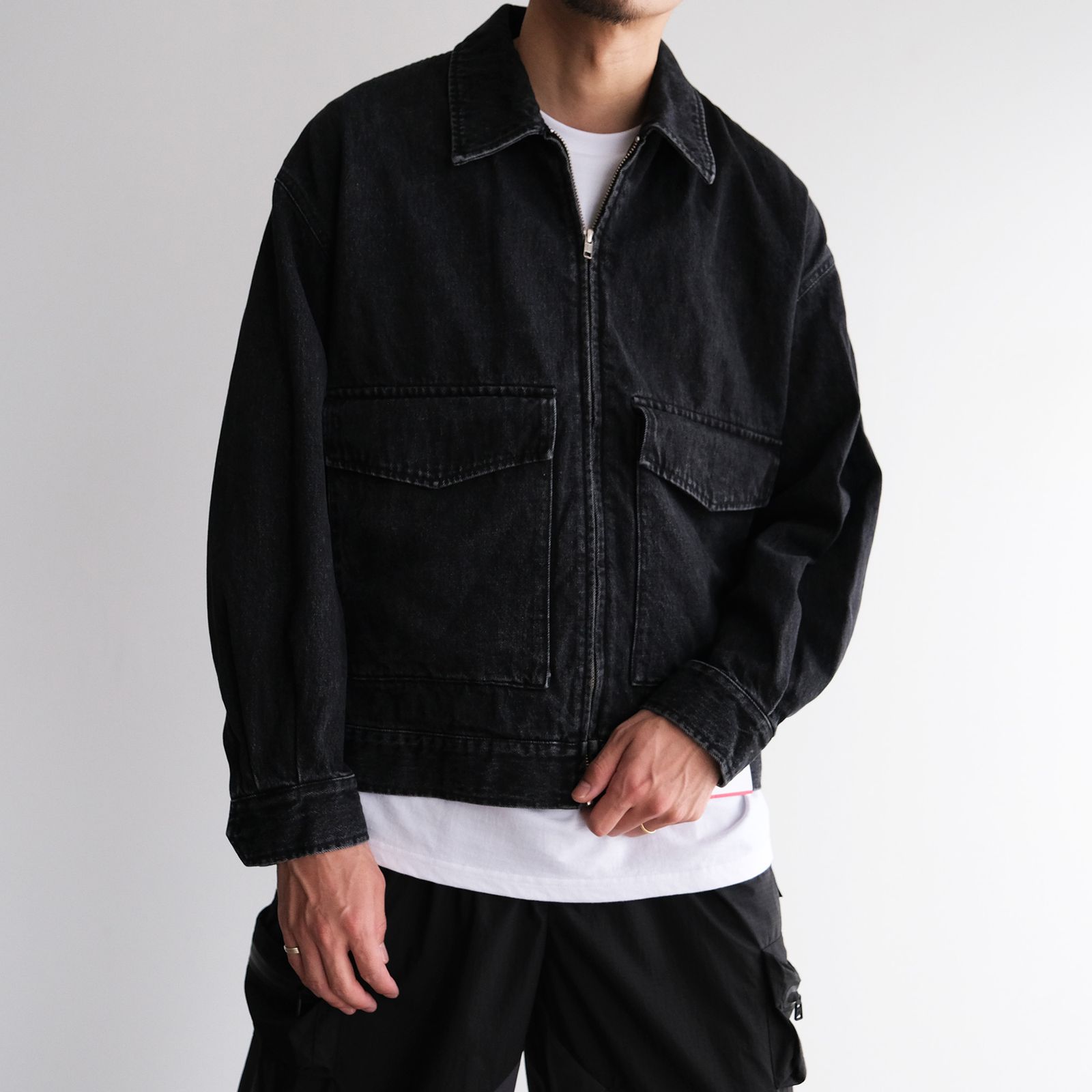 denime ブラック デニムジャケット Denime ドゥニーム 3rdタイプジージャン 後染めブラック デニム