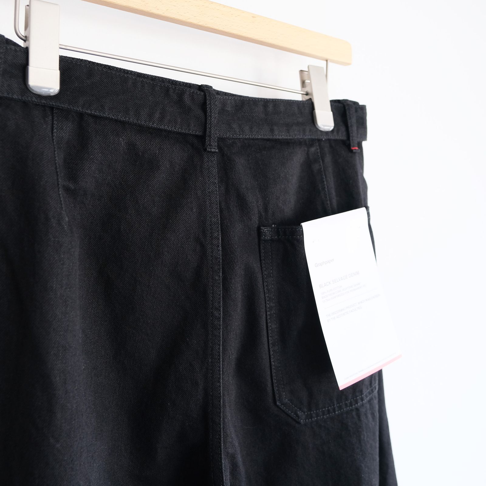 Selvage Denim Belted Pants -パンツ-（Black Washed / ブラック ウォッシュド）GU263-40063RB