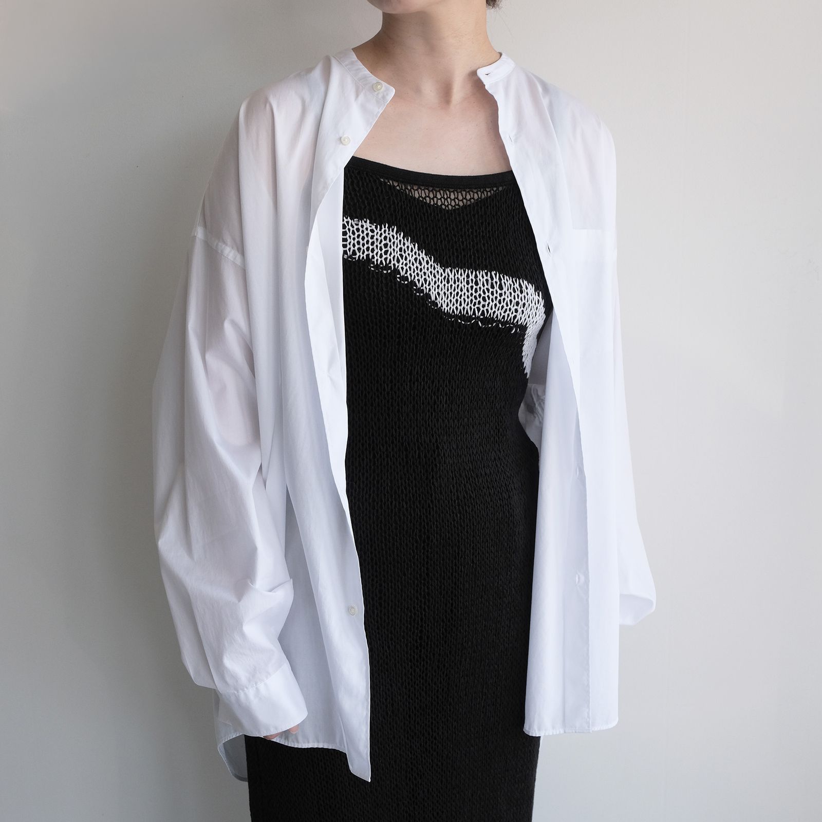 Mesh Knit Slip Dress -ワンピース-（Black / ブラック）