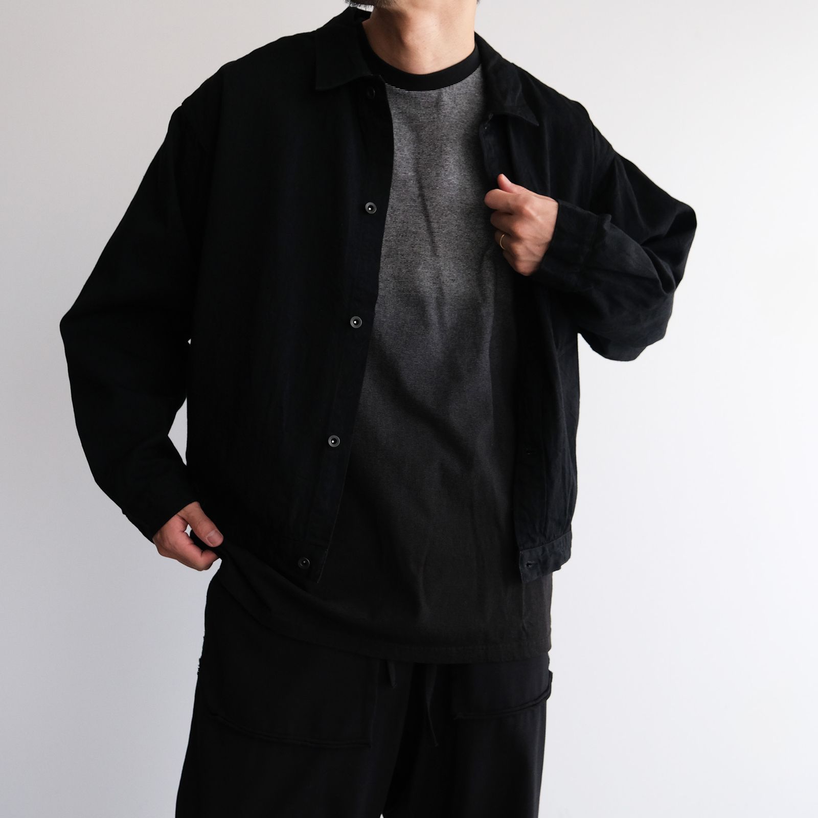 Gradient Border L/S Tee -Tシャツ-（Black / ブラック）
