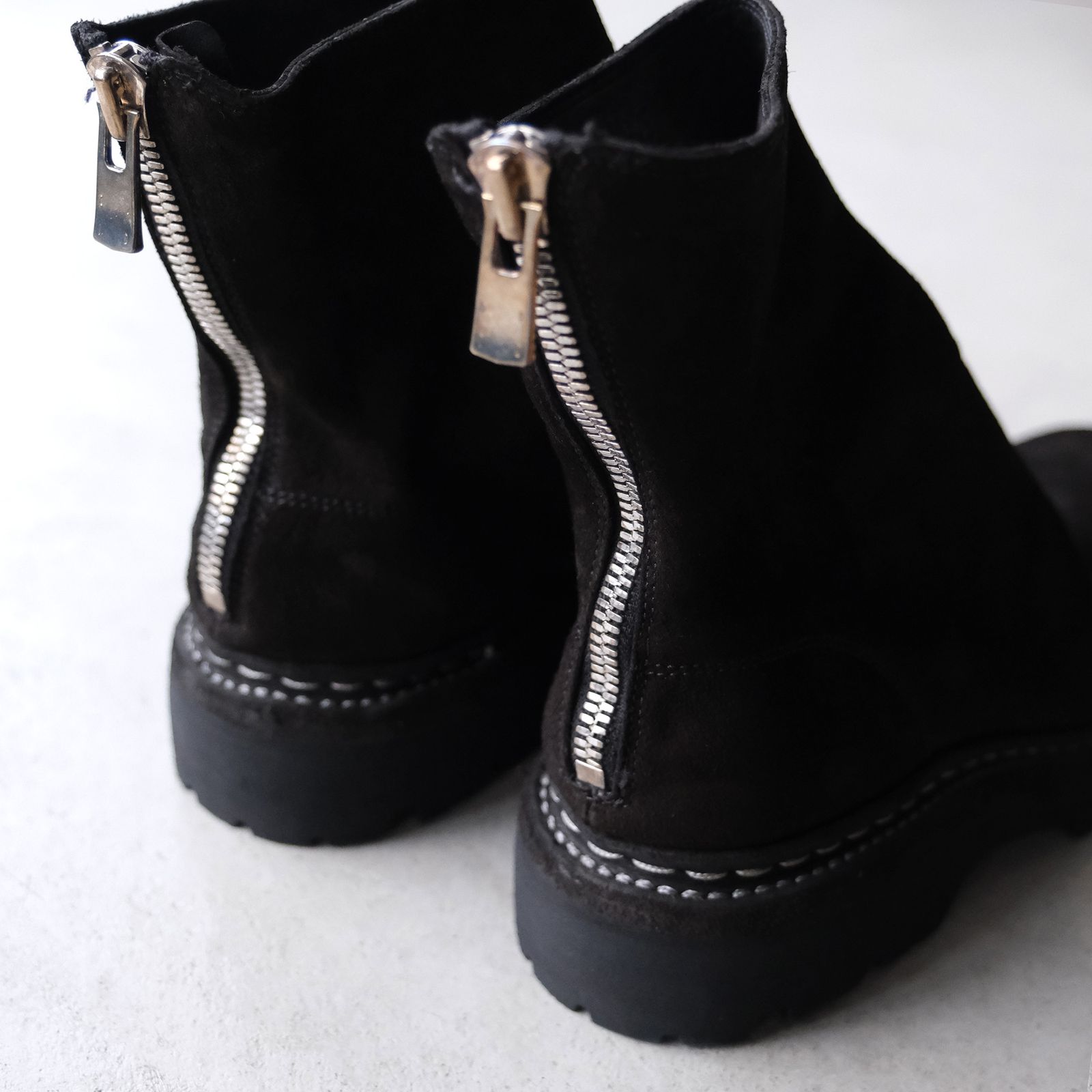 GUIDI - 796V_N Calf Reverse Shoes Back Zip Boot -ブーツ-（Black