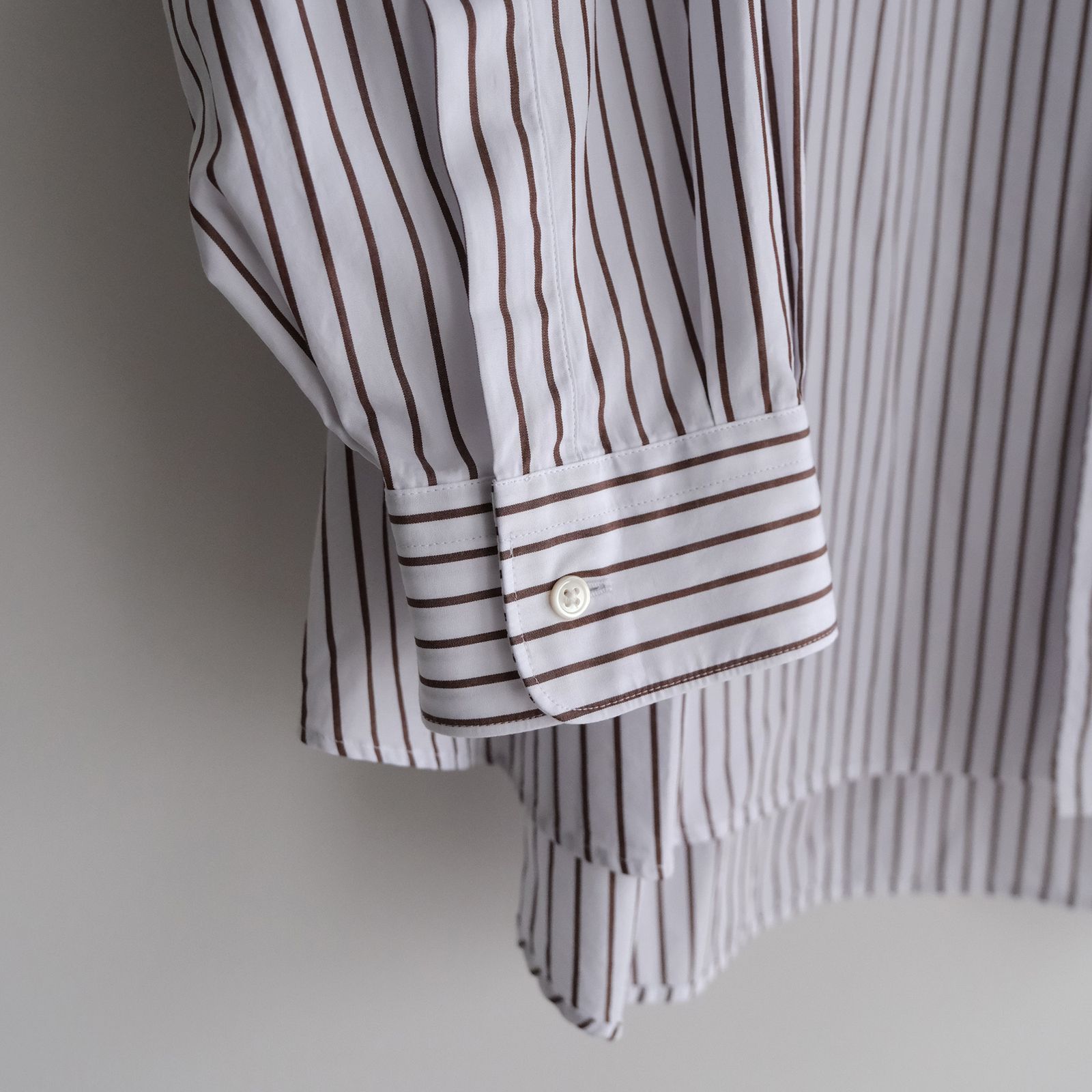 Sidogras Stripe L/S Oversized Regular Collar Shirt -ストライプシャツ-（White（Brown Stripe） / ホワイト（ブラウン ストライプ））GM254-50025STB