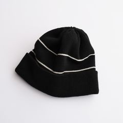 2 Line Merino Wool Knit -ニットキャップ-（Black×White / ブラック×ホワイト）