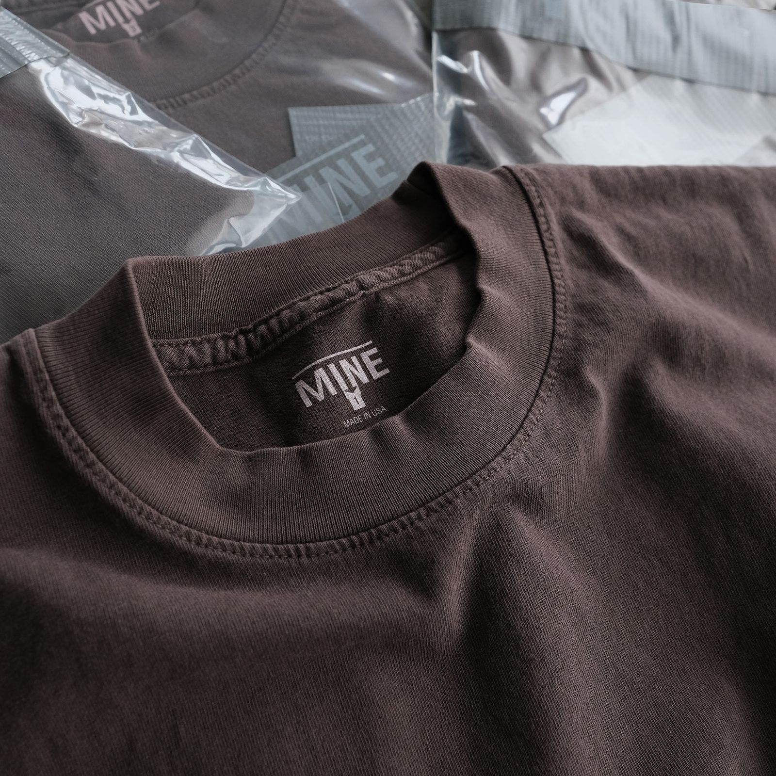 MINE Duct Tape T-Shirt / White Label STACK STORE 10th Anniversary Limited Color -Tシャツ-（PD Brown / ピグメントダイ ブラウン）