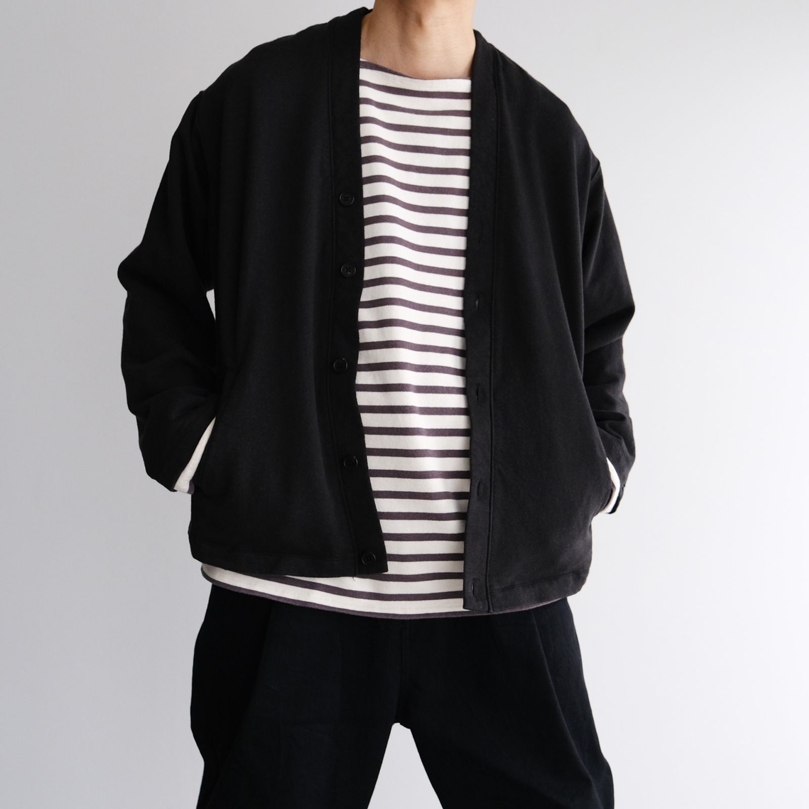 Long Sleeve Border Tee -Tシャツ-（Black / ブラック）