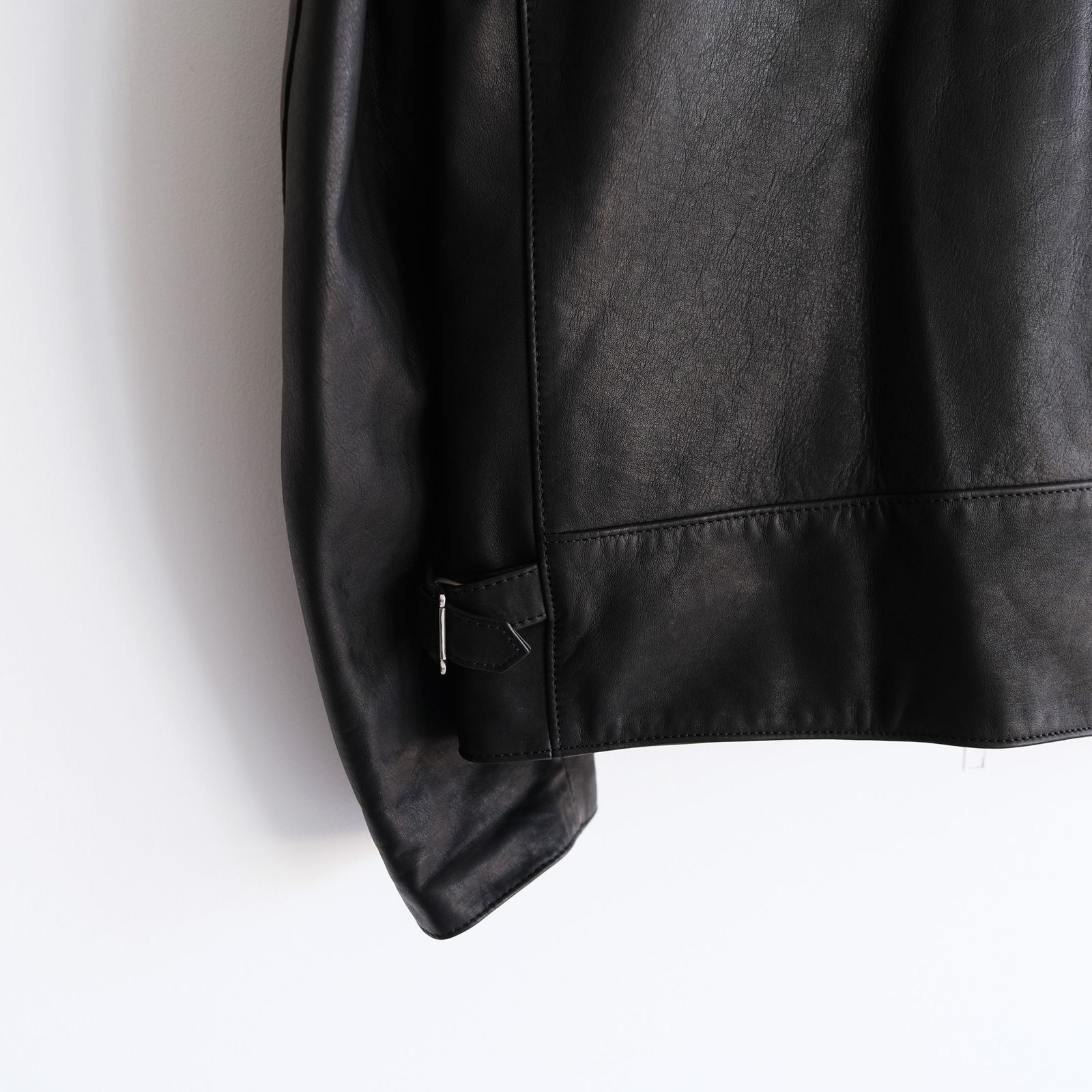Front Zip Riders Jacket -ライダースジャケット-（Black / Lining Brown）
