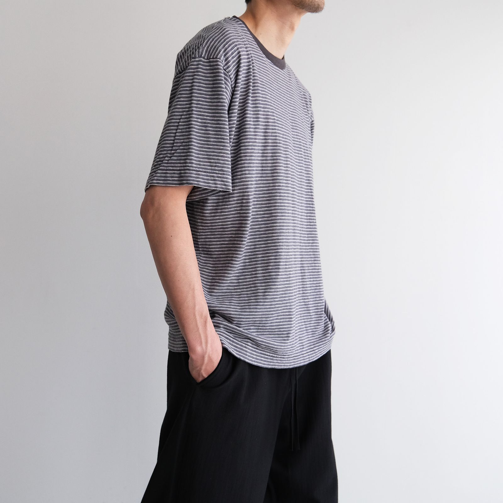 Old Border S/S T-Shirt -Tシャツ-（Charcoal×Purple / チャコール×パープル）