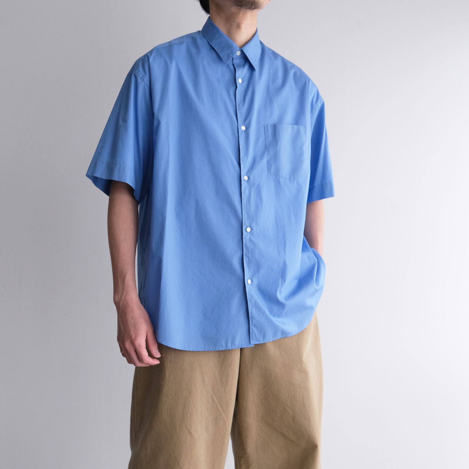 Broad S/S Oversized Regular Collar Shirt -シャツ-（Blue / ブルー）GM261-50003B