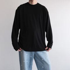 Royal Wool Jersey Loose Fit Long Sleeve T-Shirt -Tシャツ-（Black / ブラック）