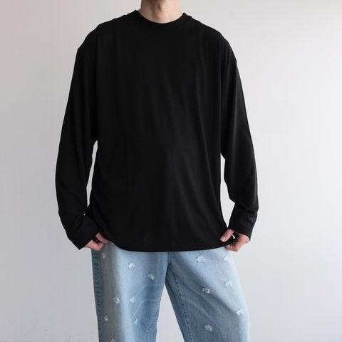 Royal Wool Jersey Loose Fit Long Sleeve T-Shirt -Tシャツ-（Black / ブラック）