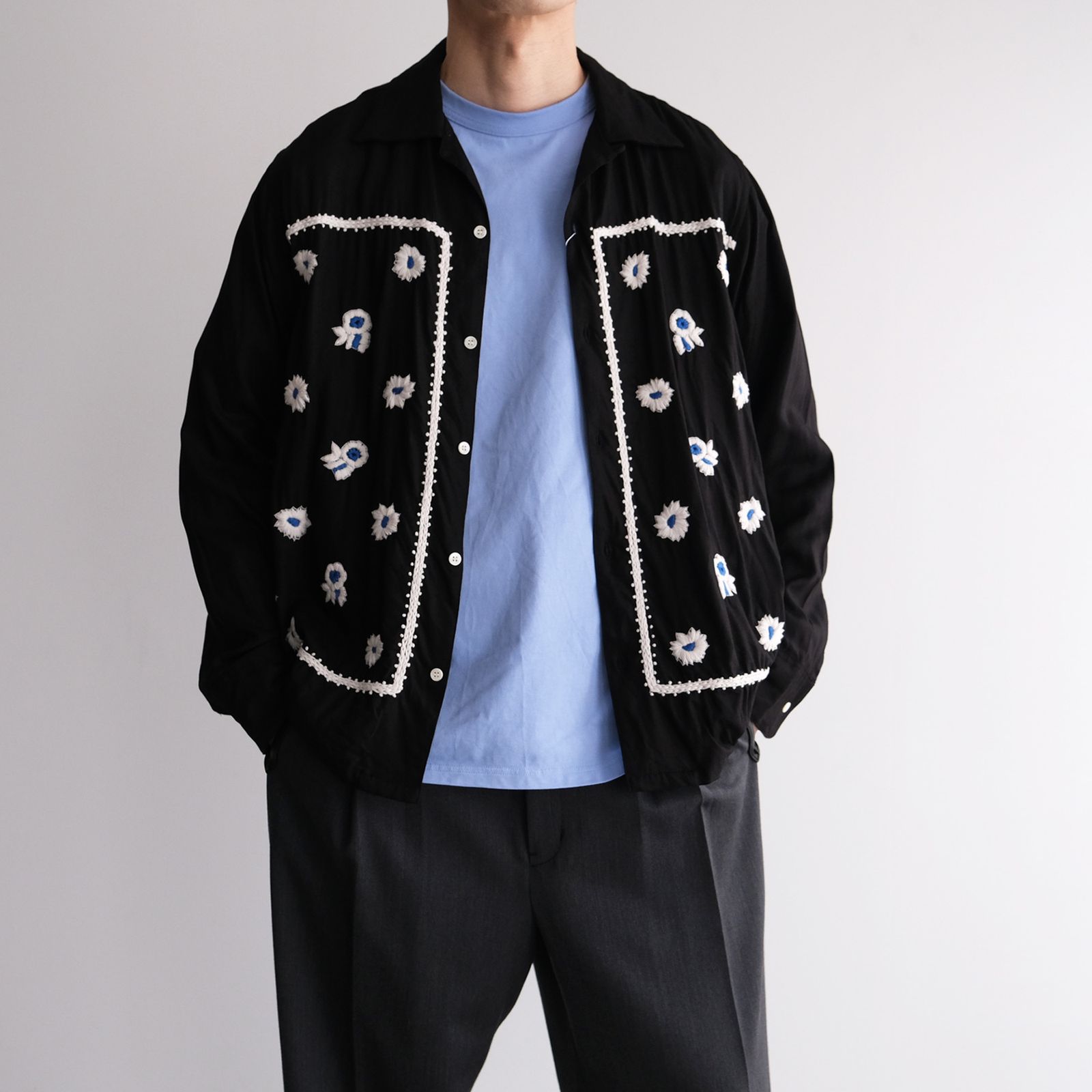 Bandana Hand Embroidery Shirt -シャツ-（Black / ブラック）