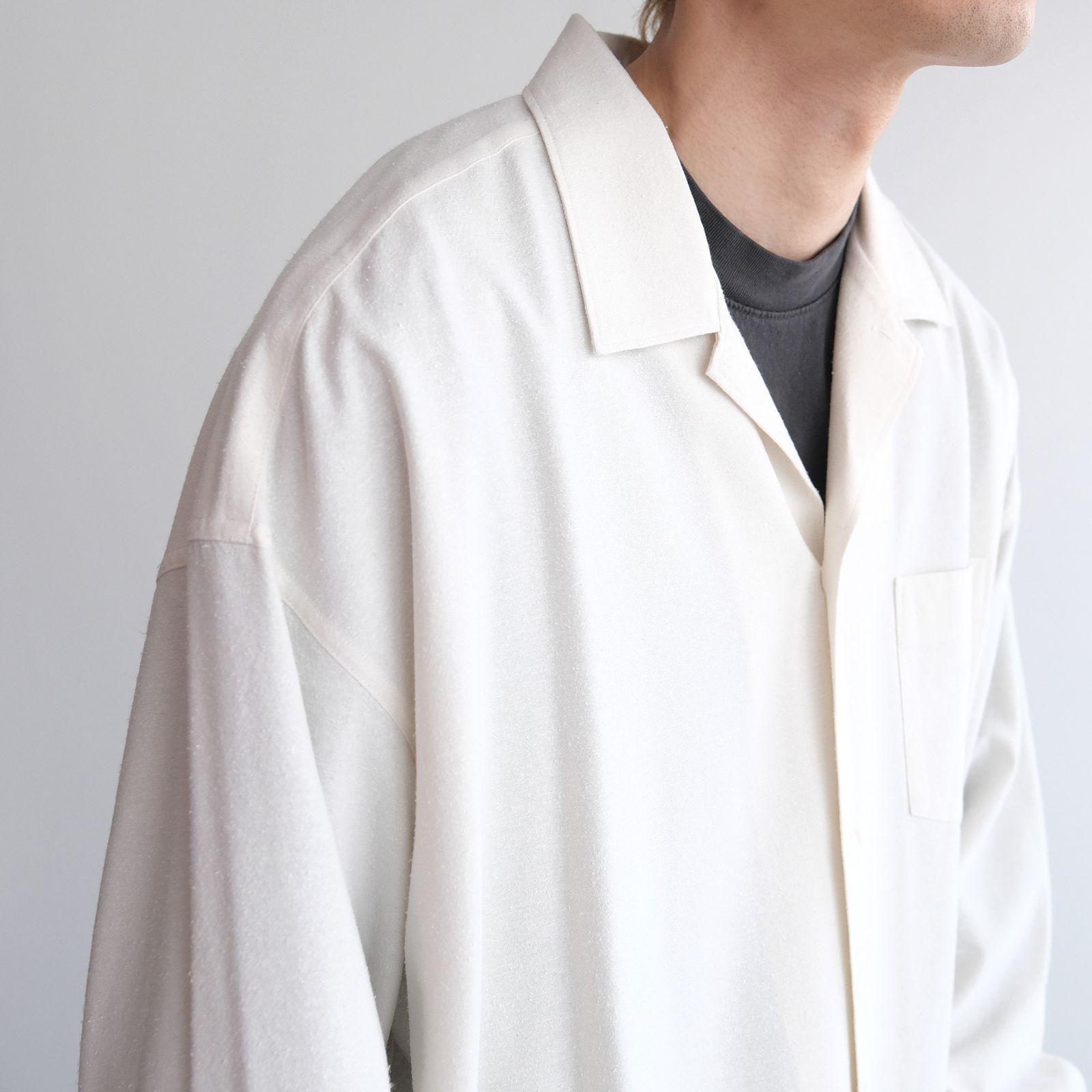 Silk Noil Viscose Sleeping Shirt -シャツ-（Ecru / エクリュ）