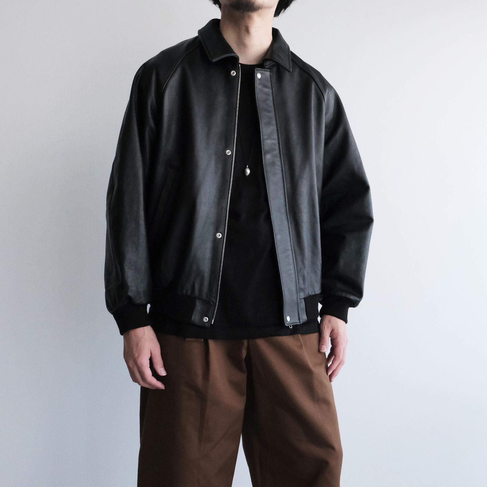 Cow Leather Raglan Blouson -ブルゾン-（Black / ブラック）GU263-30320