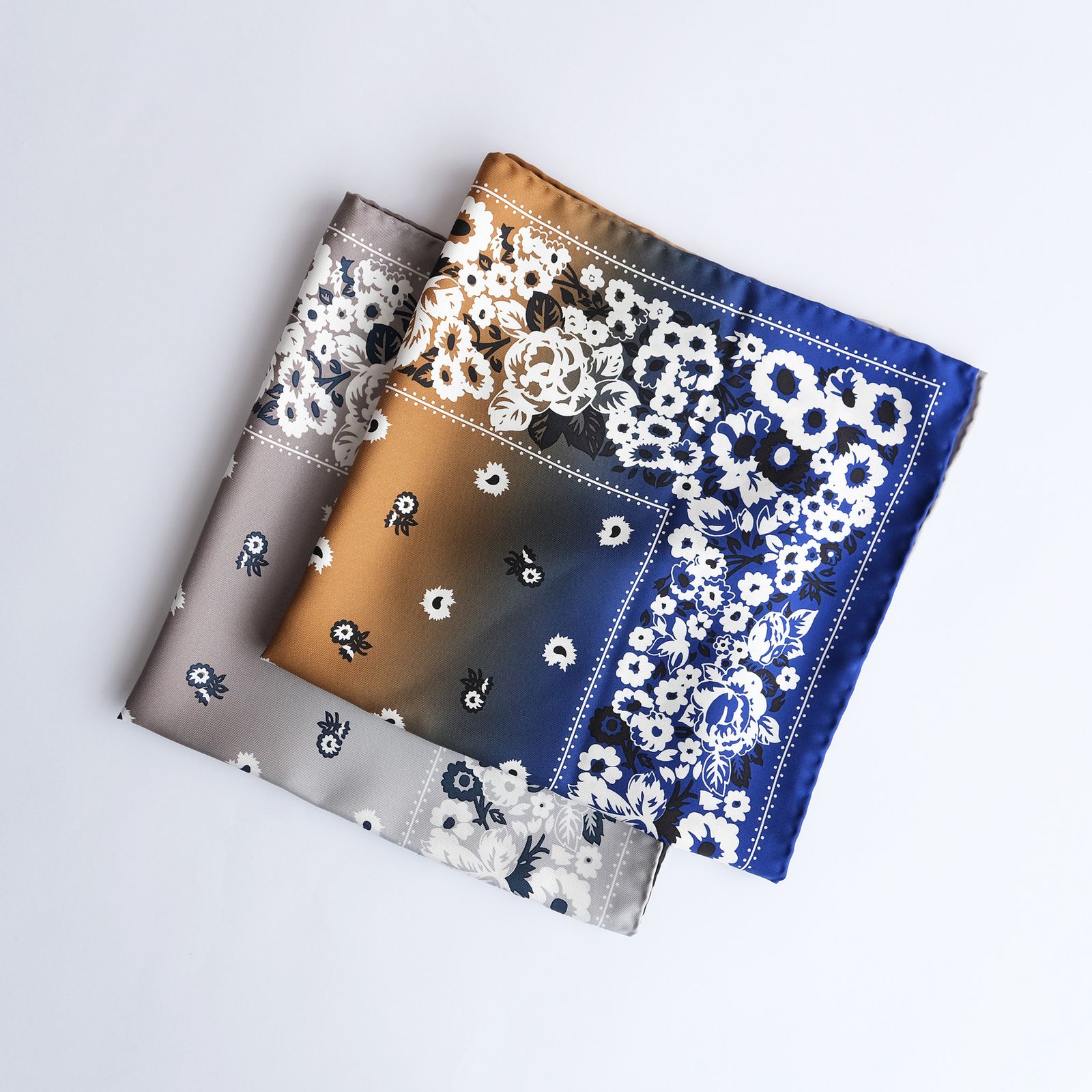 DYG Gradation Silk Bandana -バンダナ-（Black×Gray / ブラック×グレー）