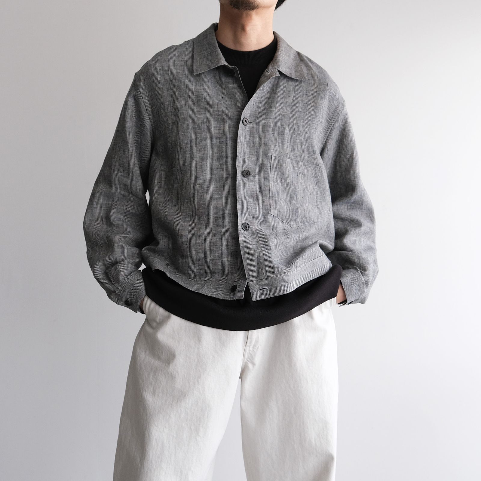 Linen-Trucker Jacket -ジャケット-（G.Plaid / グレンチェック）