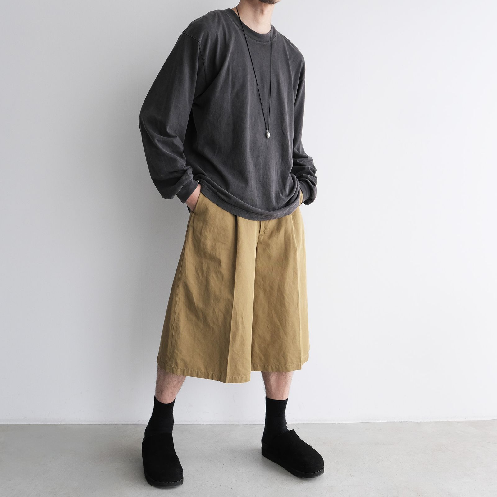 Cotton Wsher Half Pants -ショーツ-（Beige / ベージュ）