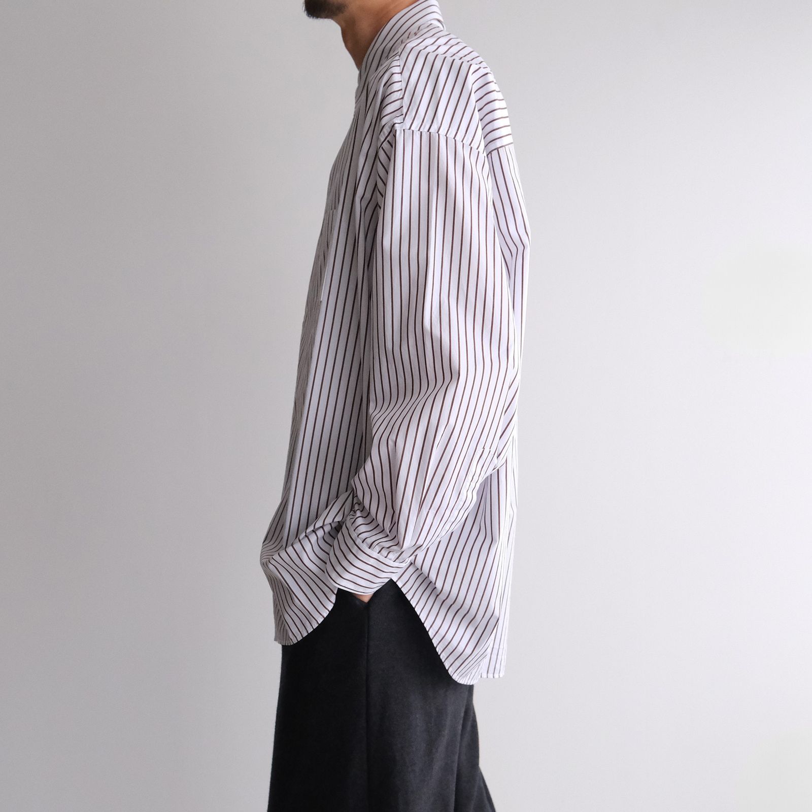 Graphpaper - Sidogras Stripe L/S Oversized Regular Collar Shirt