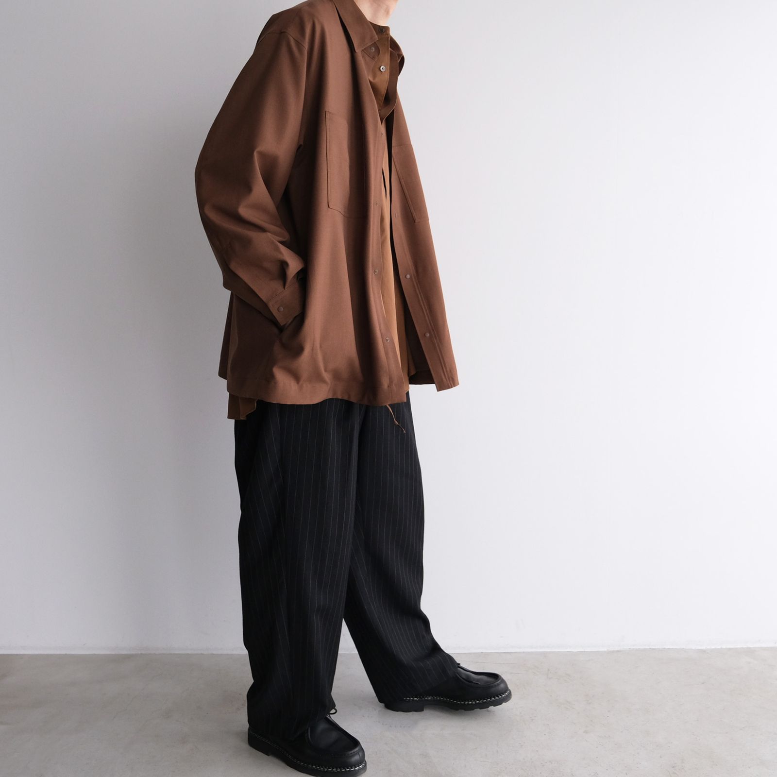 Graphpaper - Silocon Poplin Oversized Band Collar Shirt