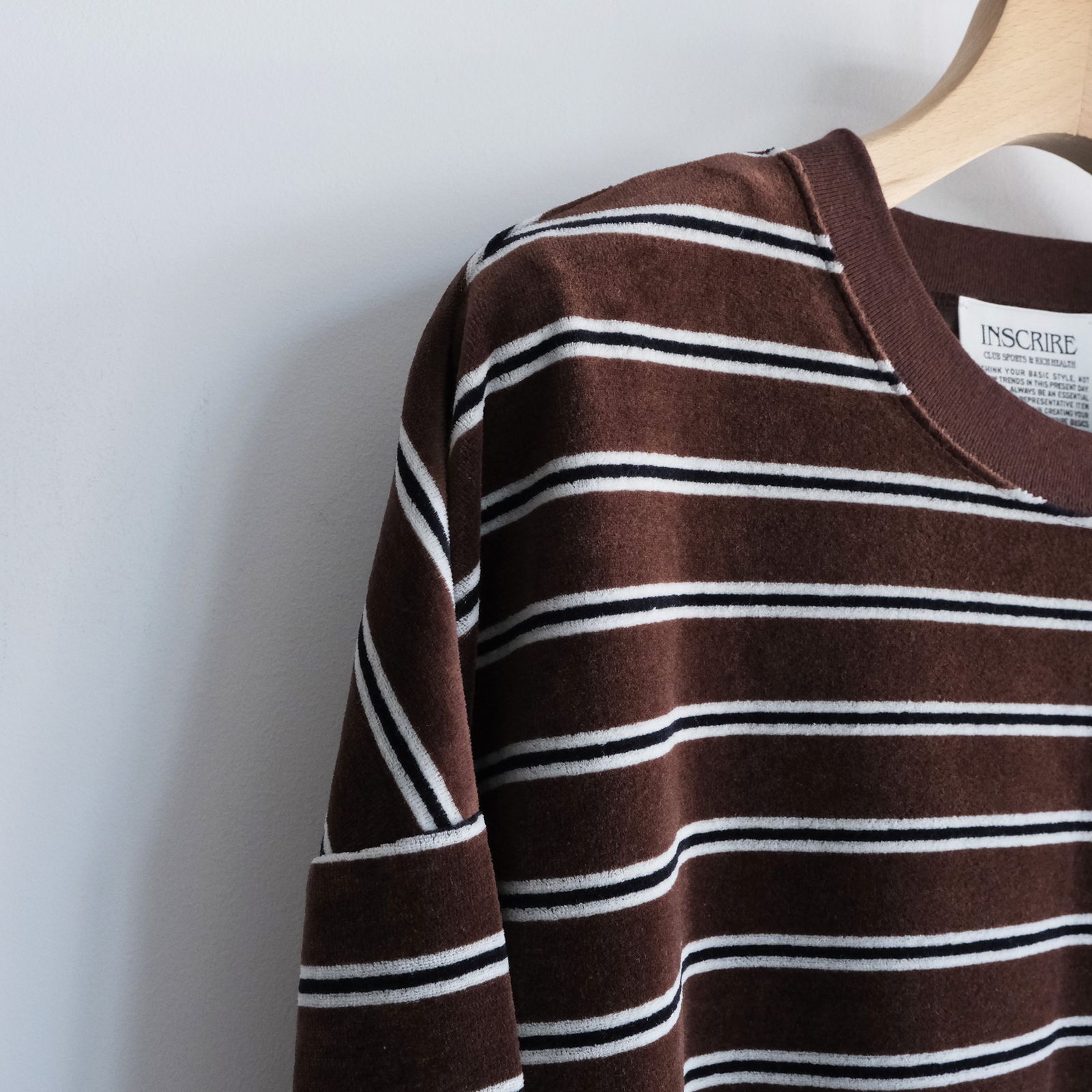Velvet Border Long Sleeve Tee -Tシャツ-（Brown×Navy / ブラウン×ネイビー）
