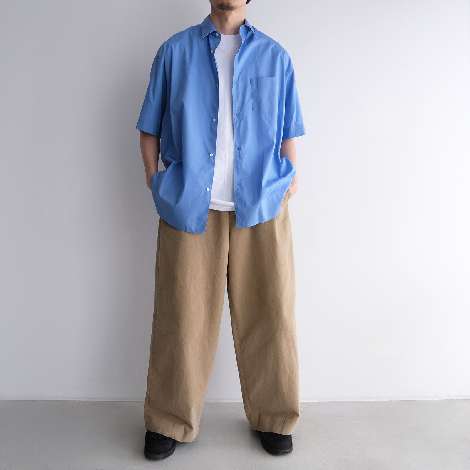 Broad S/S Oversized Regular Collar Shirt -シャツ-（Blue / ブルー）GM261-50003B