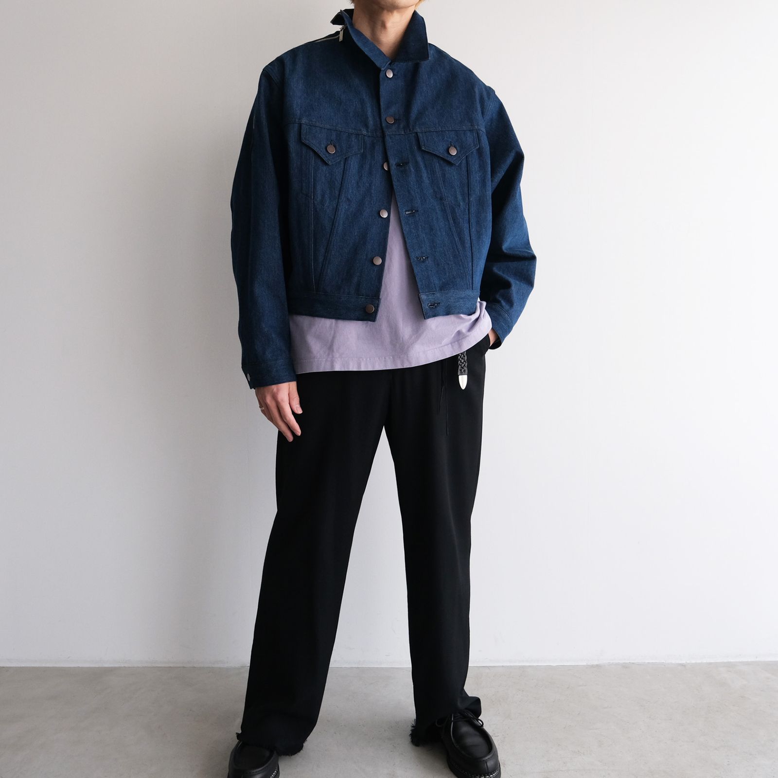 "1"Zip:Denim Jacket - ジャケット（D.Blue / ダークブルー）