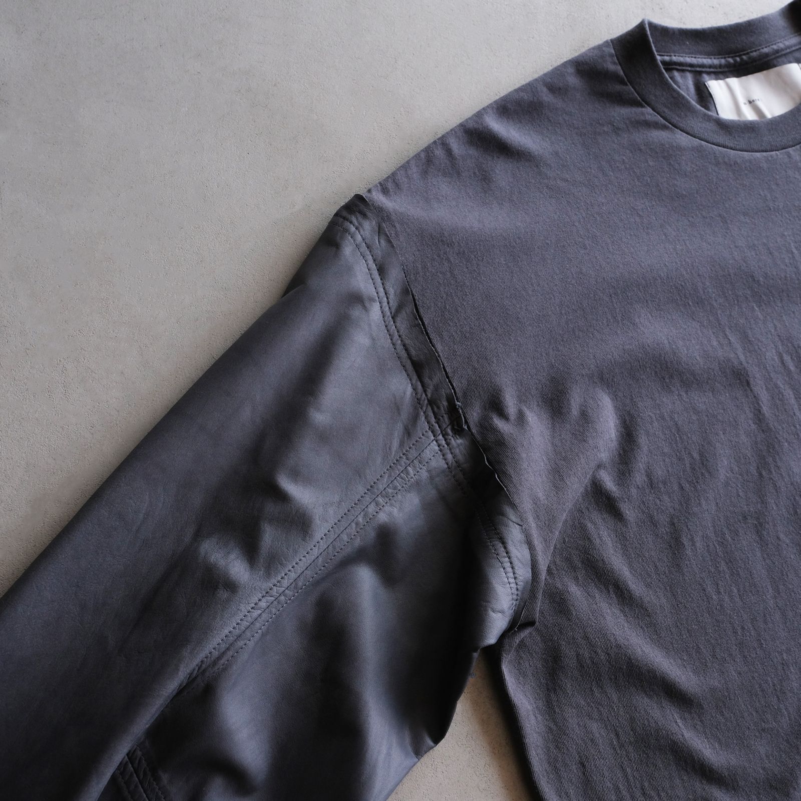 Washable Leather Sleeve：L/S T-Shirts -Tシャツ（Gray / グレー）