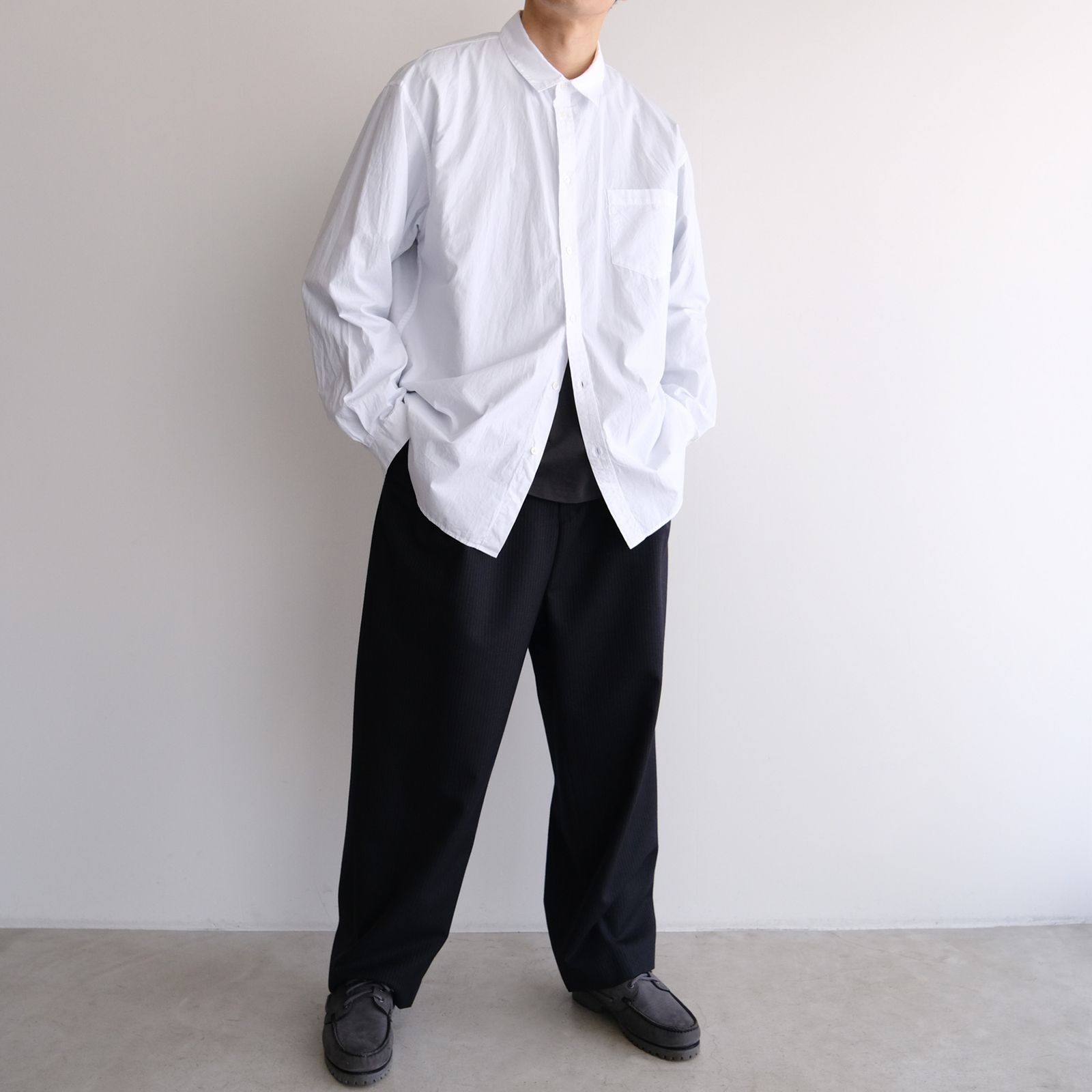 Suvin Broad Washed Shirt -シャツ-（White / ホワイト）