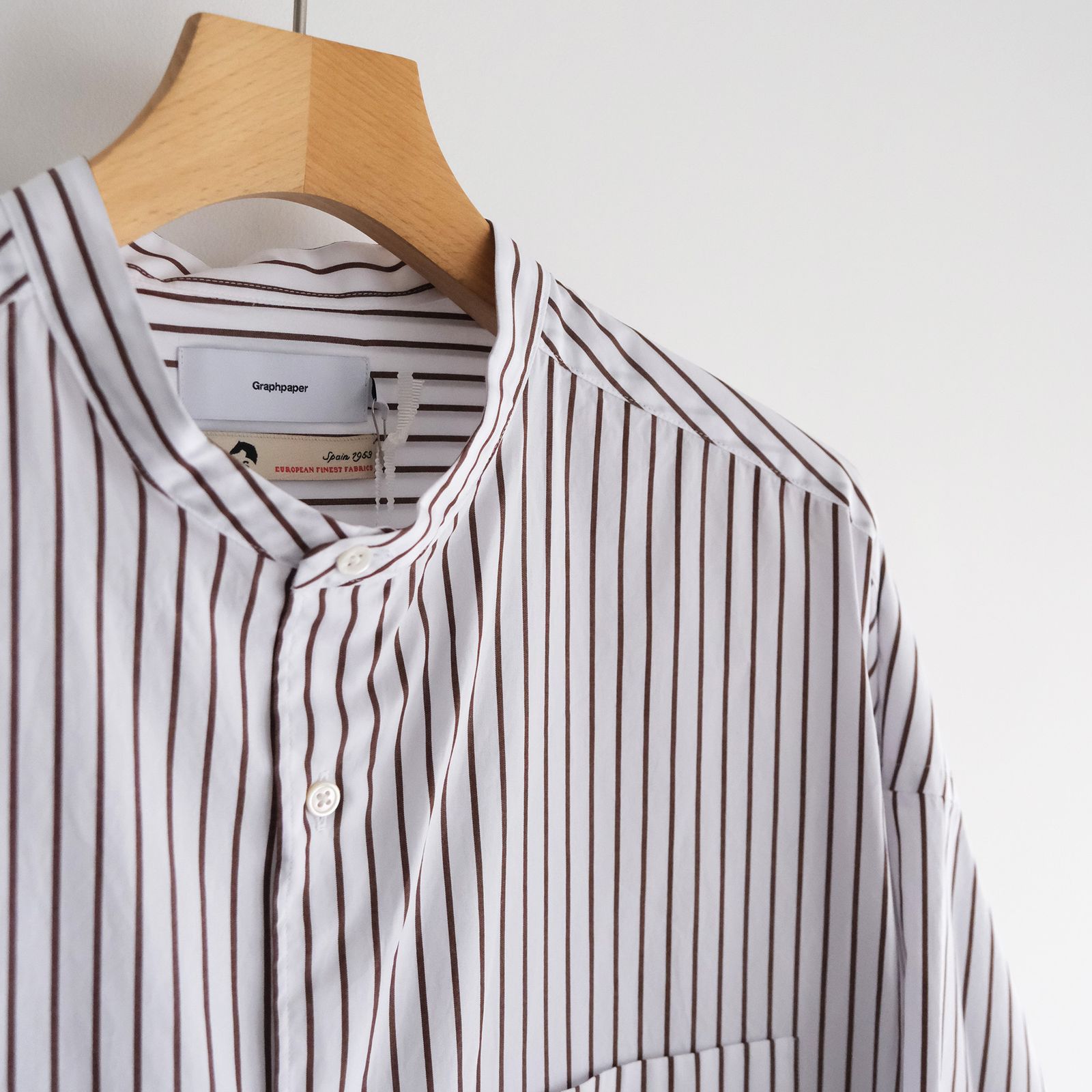 Graphpaper - Sidogras Stripe L/S Oversized Band Collar Shirt