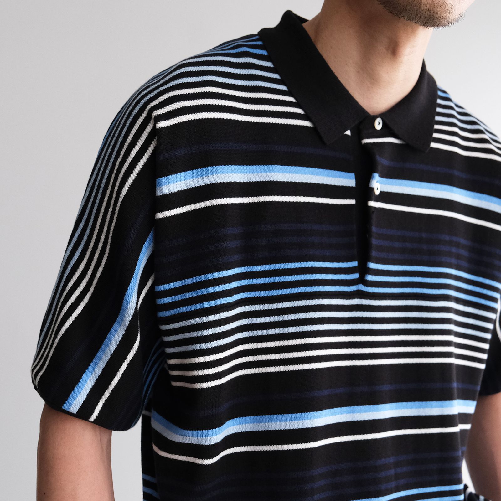 Gradation Stripe Polo -ポロシャツ-（Navy / ネイビー）