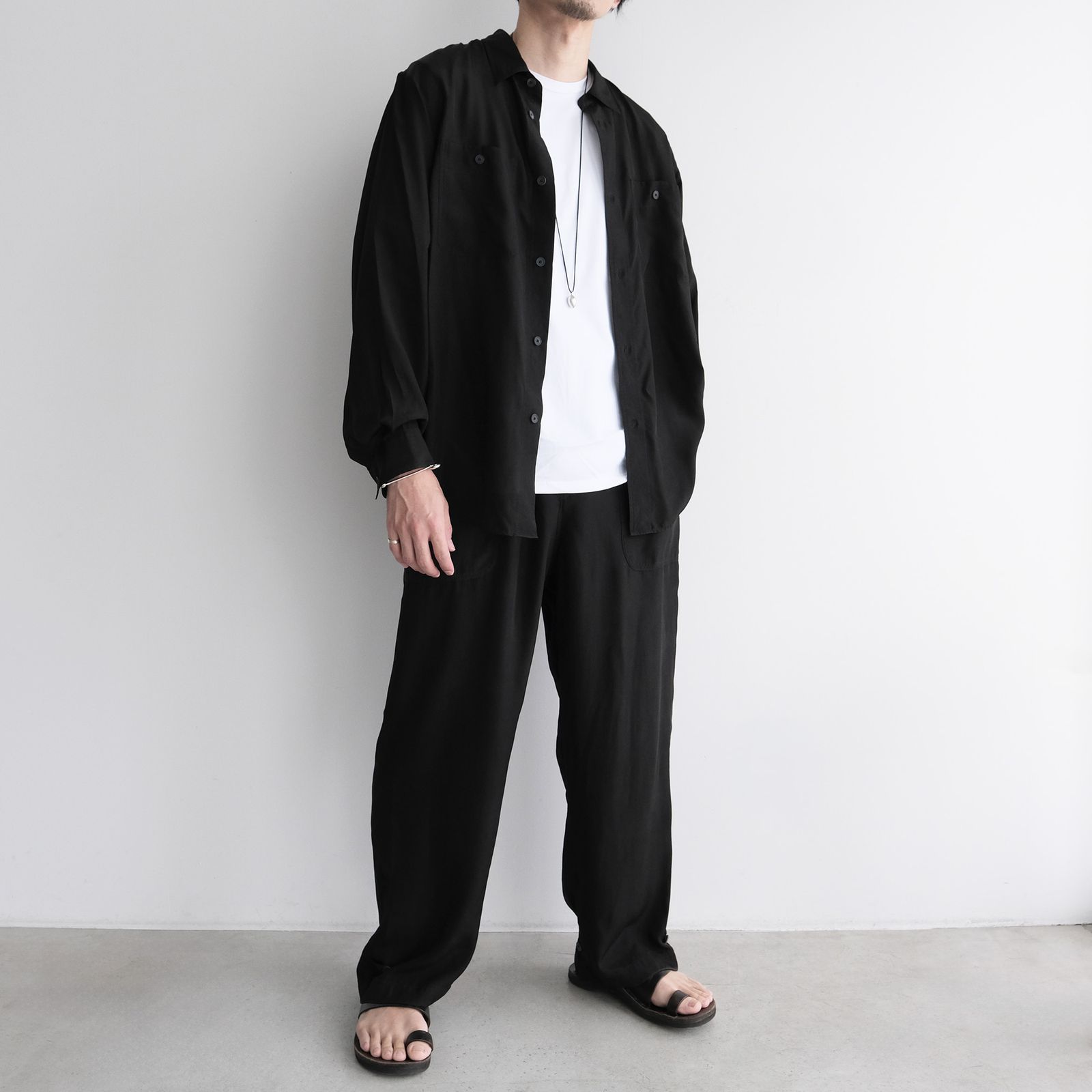 Fibril Silk Tafta Easy Baker Pants -パンツ-（Black / ブラック）