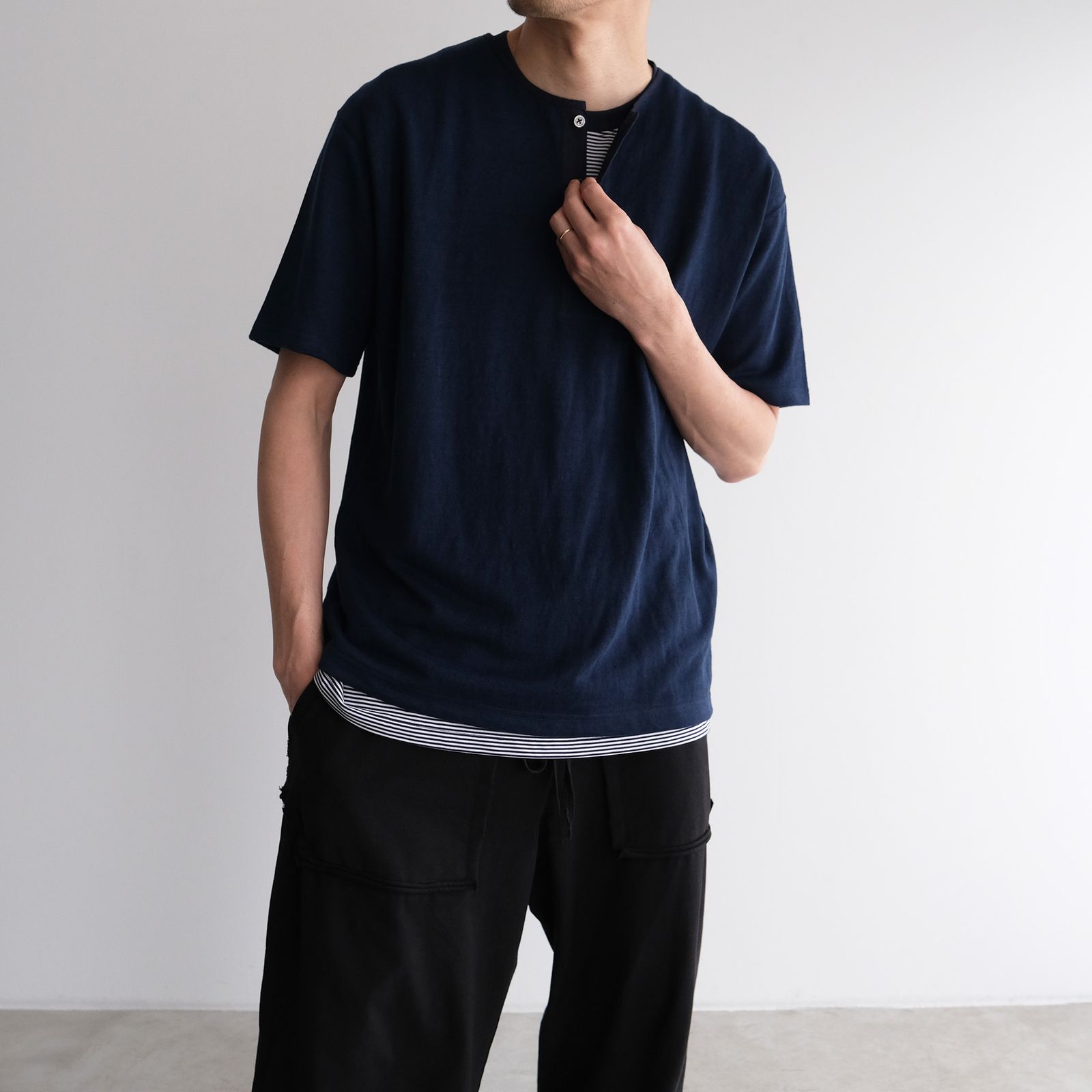 Hi Qualitee N/S -タンクトップ-（Navy Border / ネイビーボーダー）