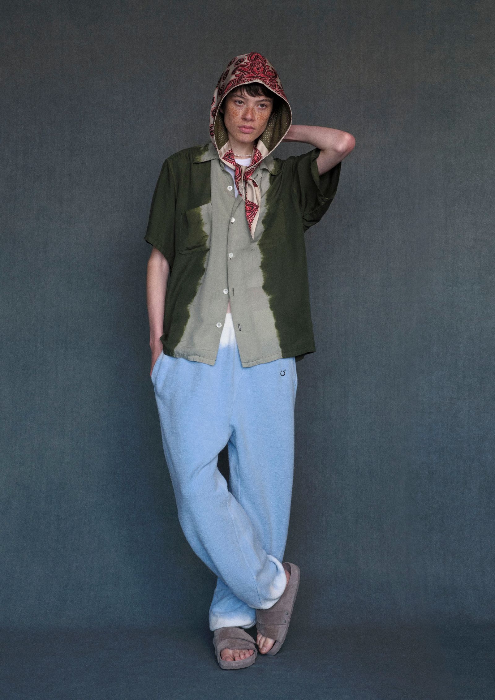 Hand Dye Open Collar SS Shirt -シャツ-（Forest Green / フォレスト グリーン）