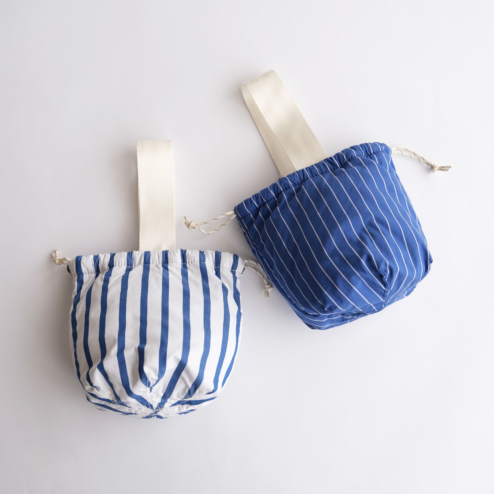 Shirt Fabric Drawstring Bag -バッグ-（Blue Pencil Stripe /ブルーペンシルストライプ）