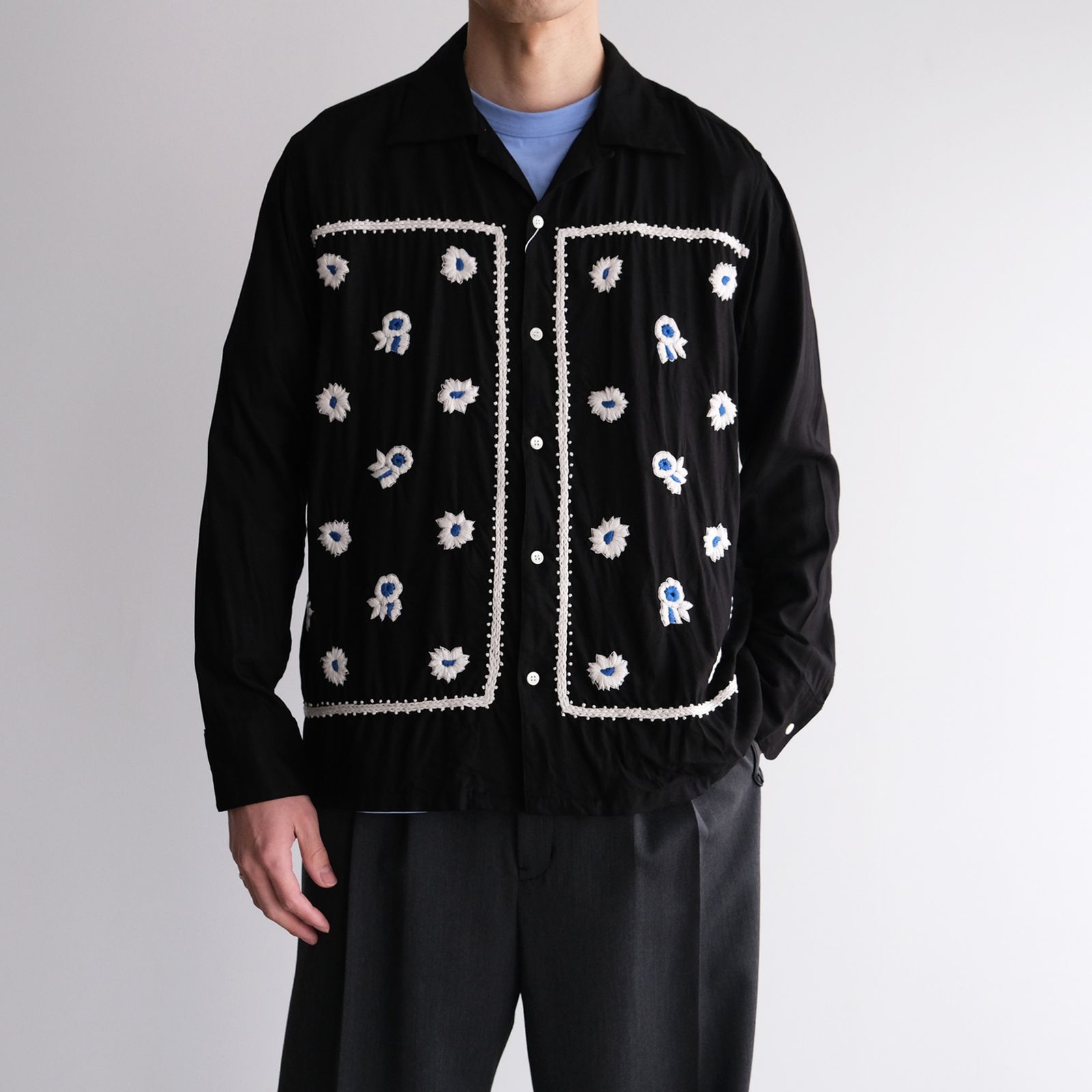 Bandana Hand Embroidery Shirt -シャツ-（Black / ブラック）