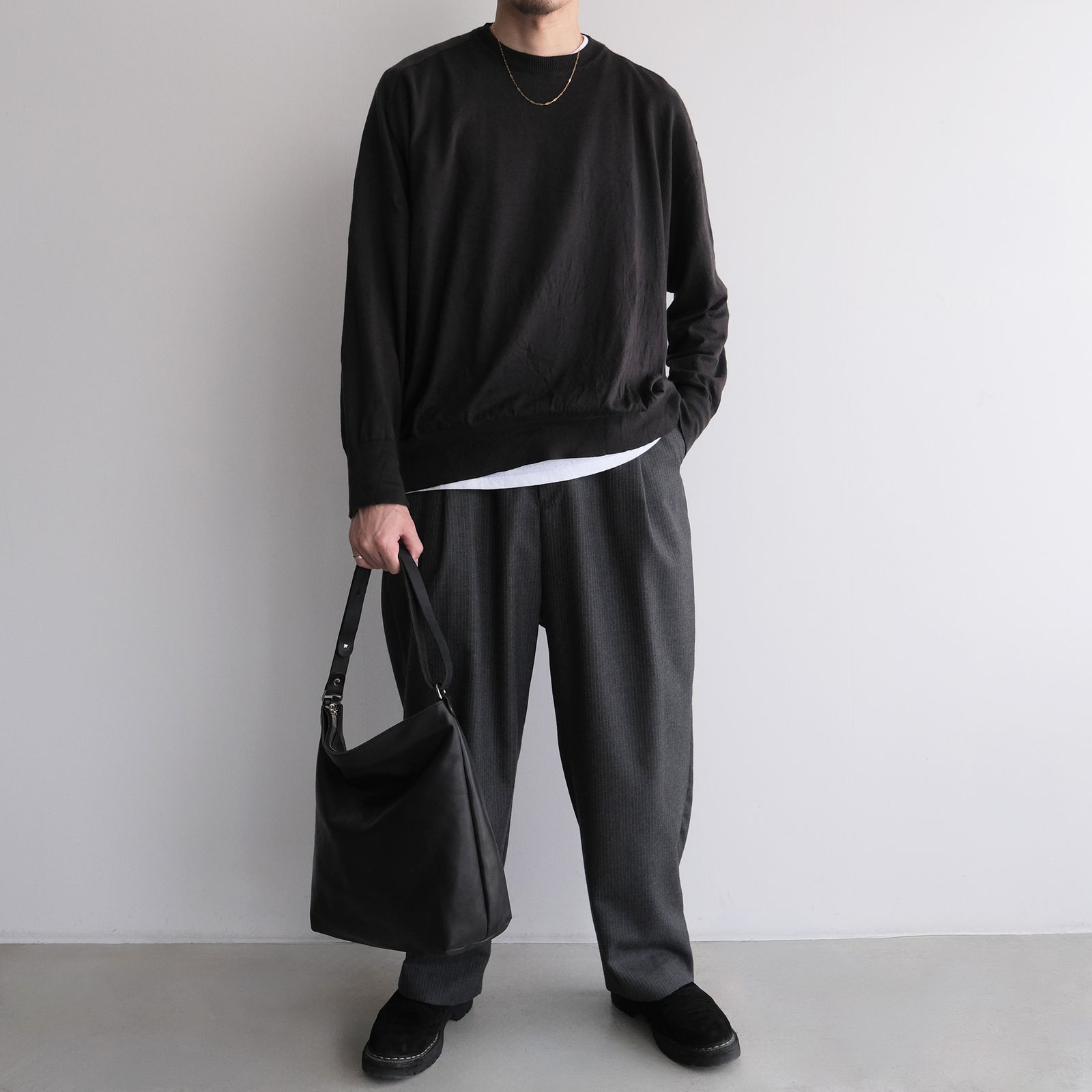 Soft Horse Full Grain Nylon Lining Shoulder Bag -バッグ-（Black / ブラック）