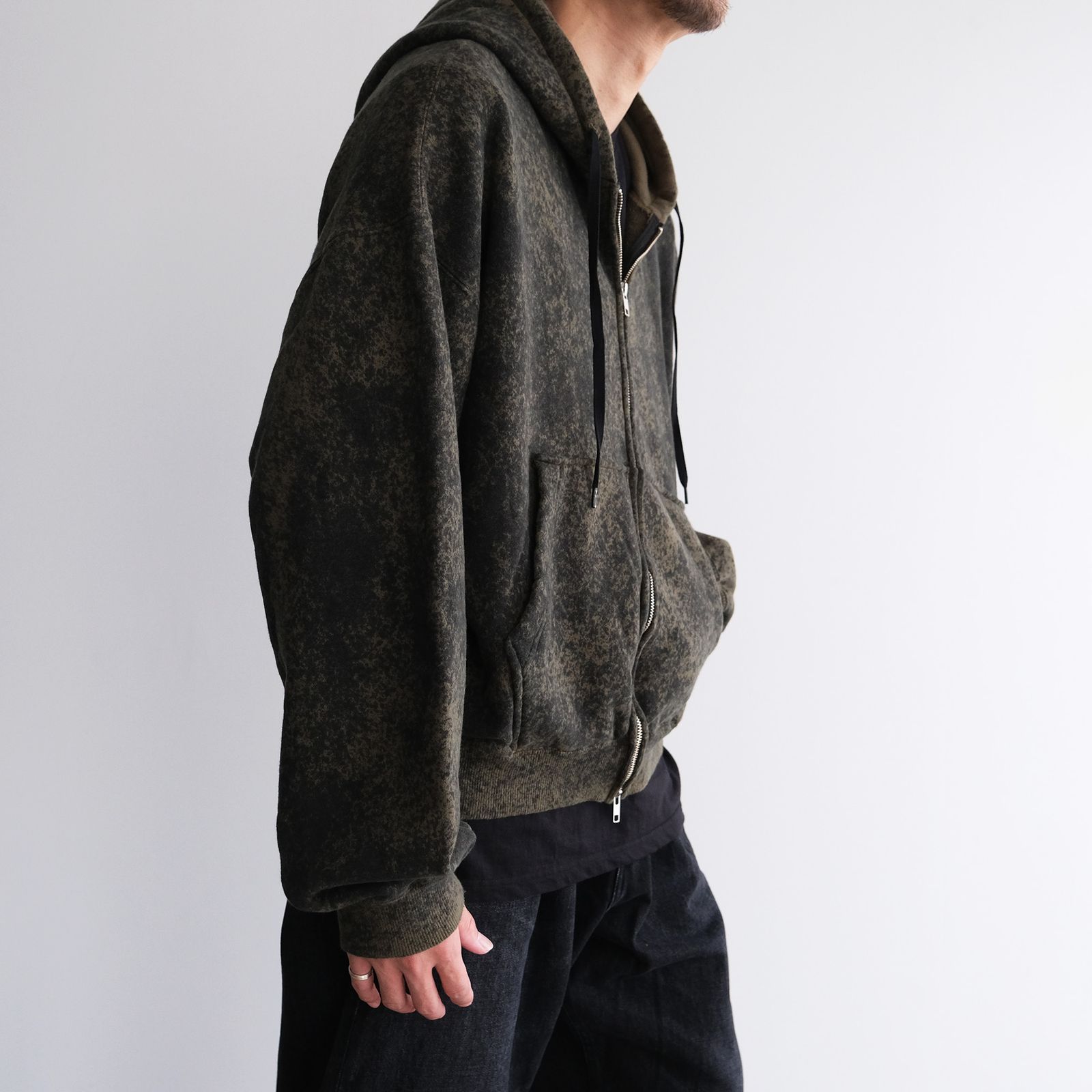 Hand Dye Twist Parka -パーカー-（Olive×Black / オリーブ×ブラック）