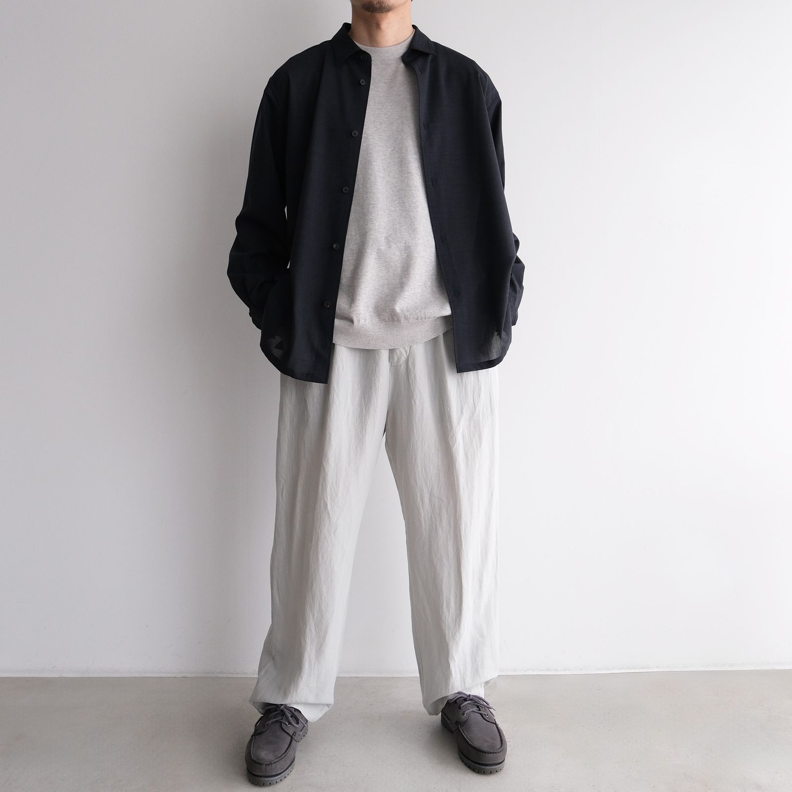 Cotton Linen Voile Loose Fit Pants -パンツ-（Sax / サックス）