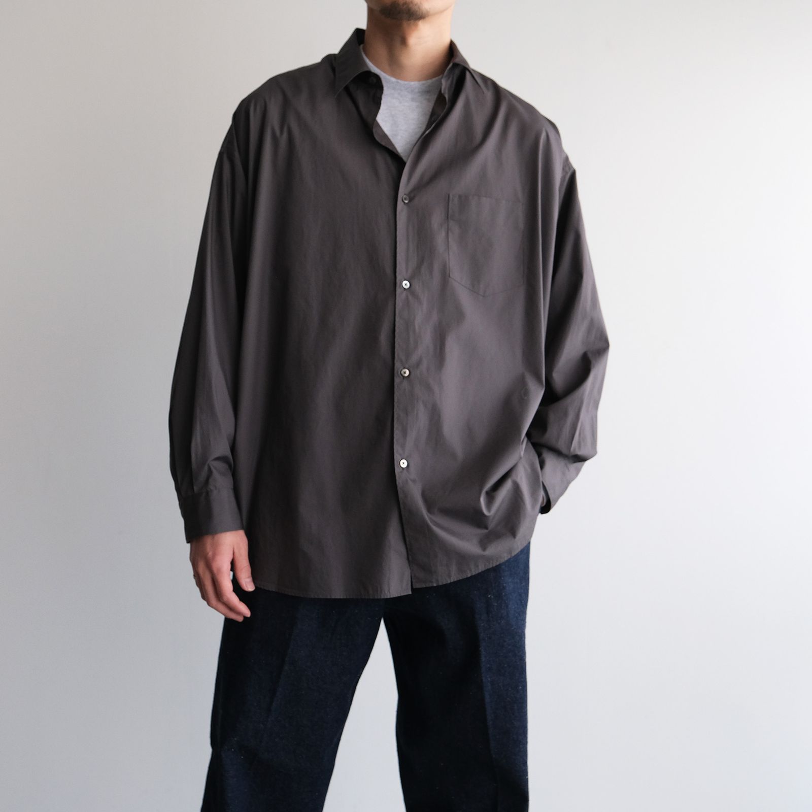 Broad L/S Oversized Regular Collar Shirt -シャツ-（C.Gray / C.グレー）GM261-50001B