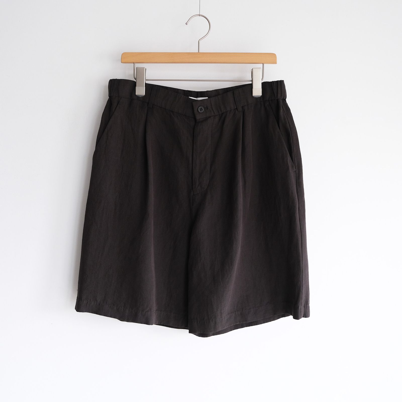 Cotton Linen Voile Loose Fit Shorts -パンツ-（Charcoal Gray / チャコールグレー）