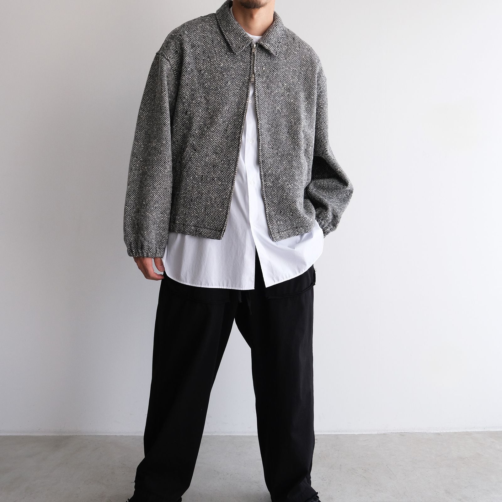 Tweed Zip Front Blouson -ブルゾン-（Black / ブラック）