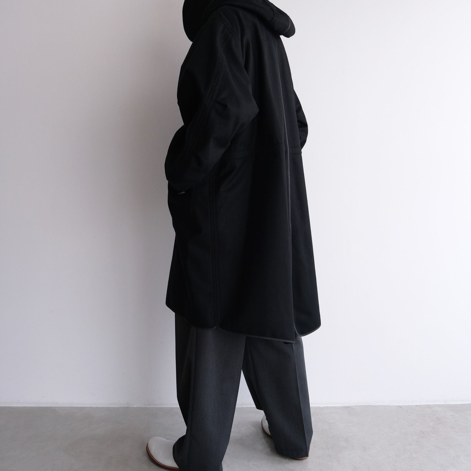 With Piping ：M65 Hoodie Coat -コート-（Black / ブラック）