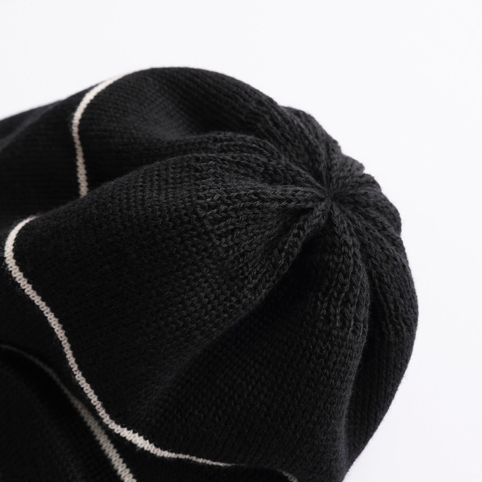 2 Line Merino Wool Knit -ニットキャップ-（Black×White / ブラック×ホワイト）