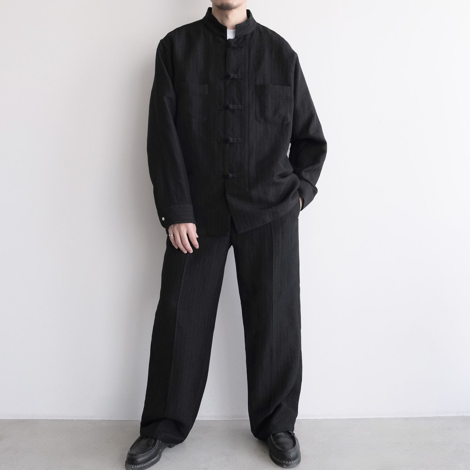 Pin-stripe Trousers -パンツ-（Black / ブラック）