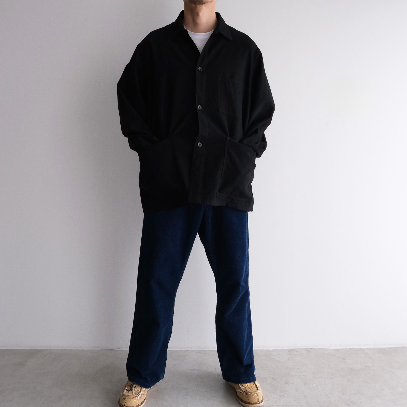 Wool Cotton Moleskin Jacket -ブルゾン-（Black / ブラック）