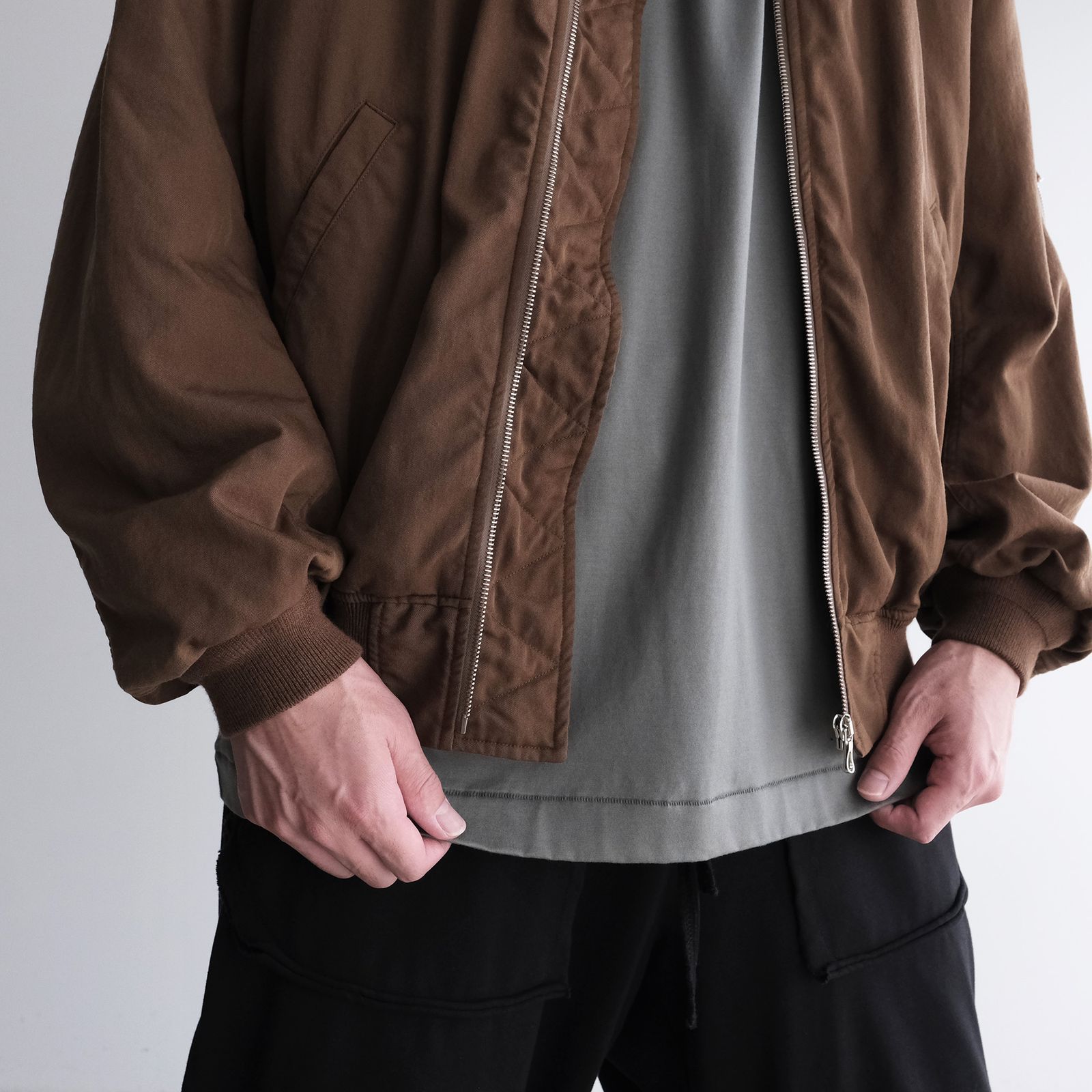 Fulled Wool Twill Flight Jacket -ジャケット-（Brown / ブラウン）GU263-30411