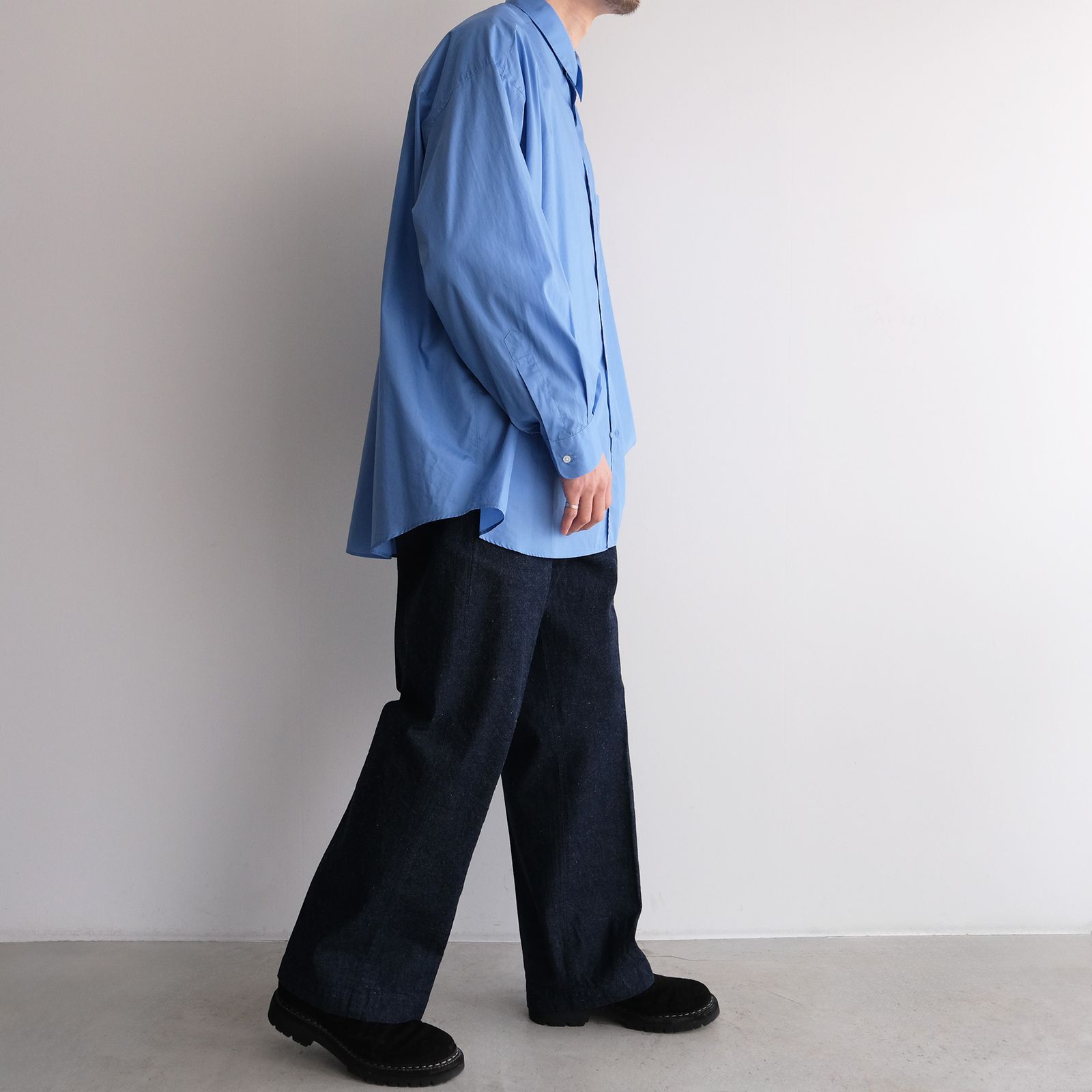 Broad L/S Oversized Regular Collar Shirt -シャツ-（Blue / ブルー）GM261-50001B