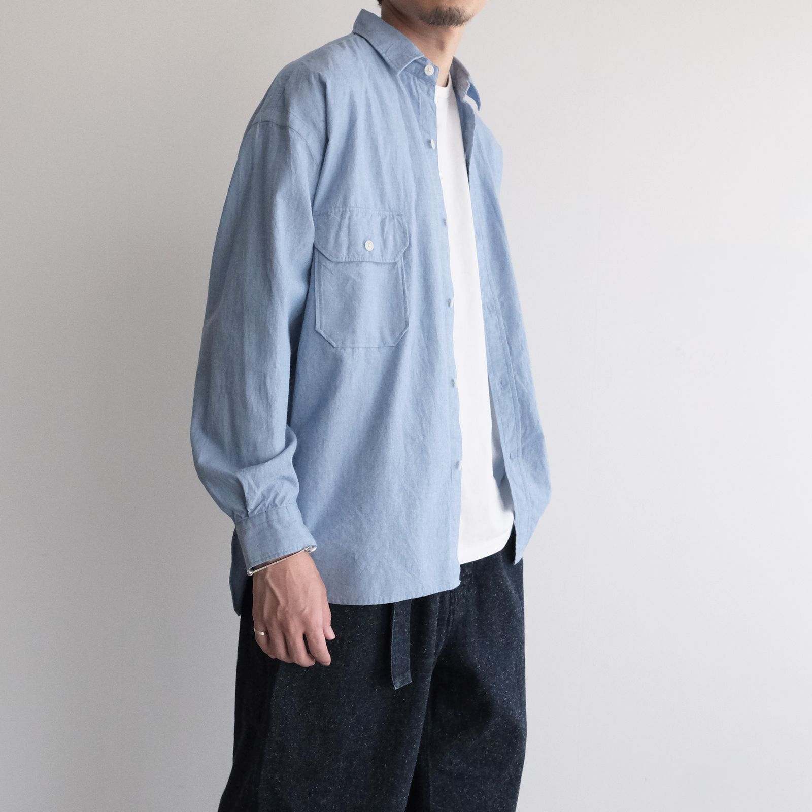 Cotton Chambray Work Shirt -シャツ-（Blue / ブルー）