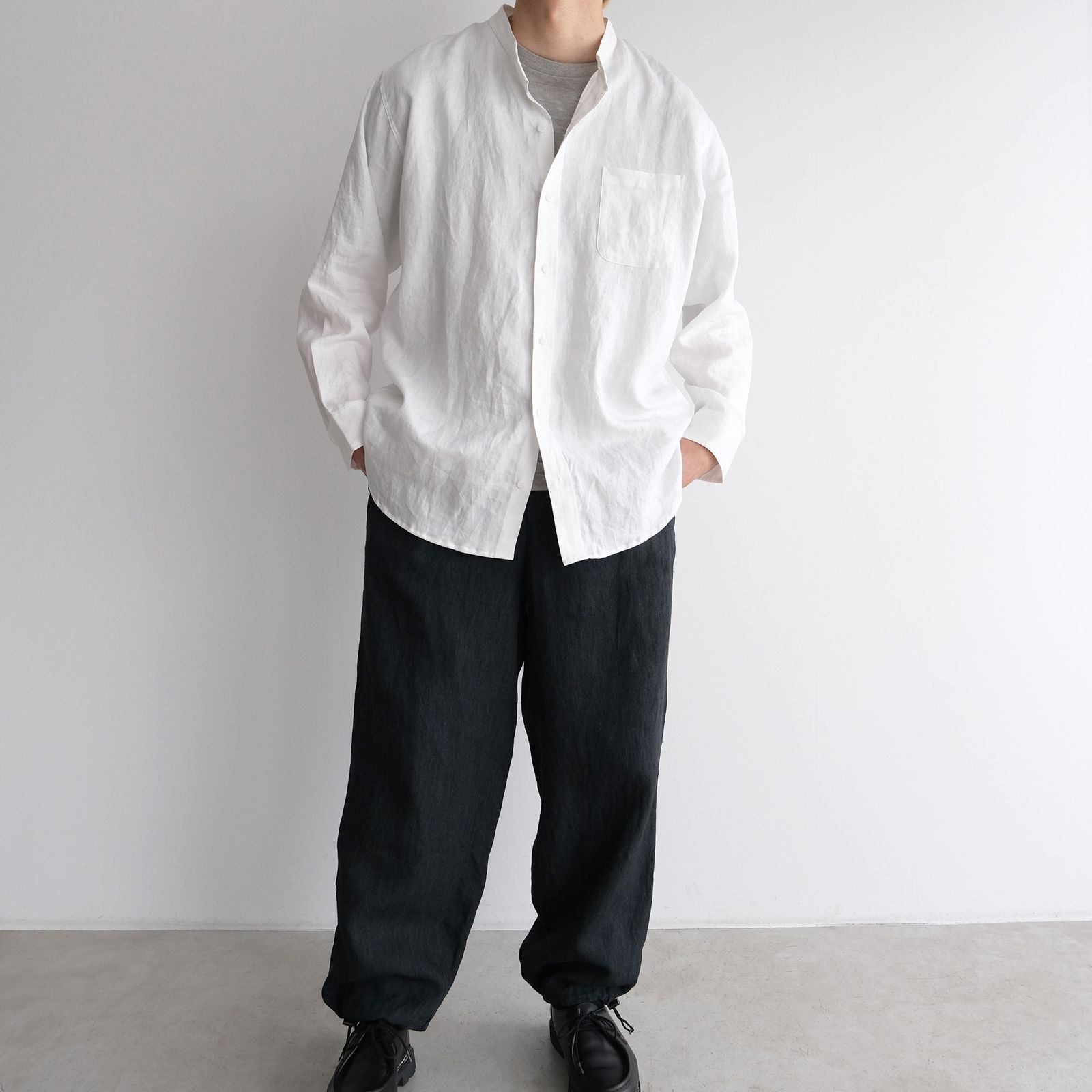 66L リネン高密度綾シャツ -シャツ-（White / ホワイト）