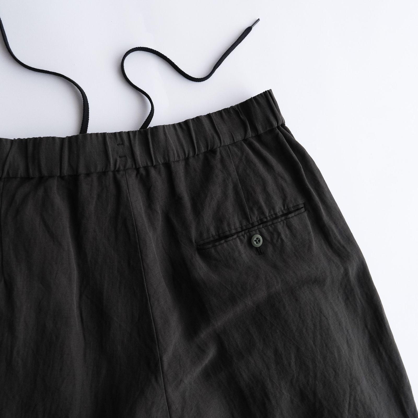 Cotton Linen Voile Two Tucked Easy Pants -パンツ-（Dark Green / ダークグリーン）